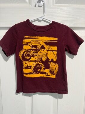 The Children's Place Maroon Short Sleeve Monster Truck Graphic Tee